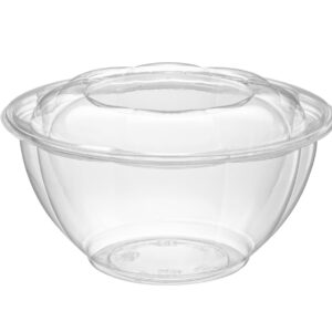 32 oz. Clear Plastic Salad Bowl with Lid - 150SET/Case( x 3Case)